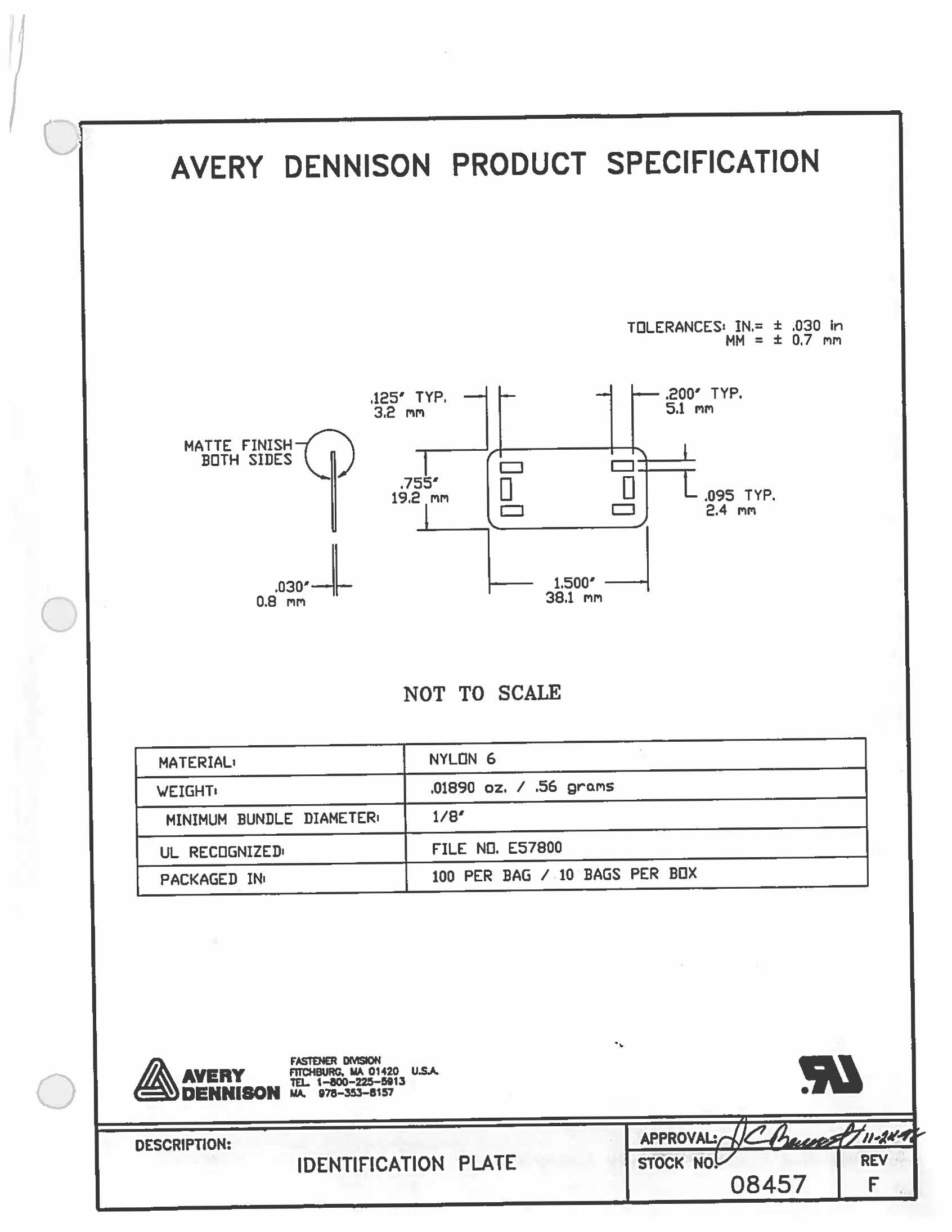 Cable Tie Identification Plate | Avery Dennison | Fastener Solutions