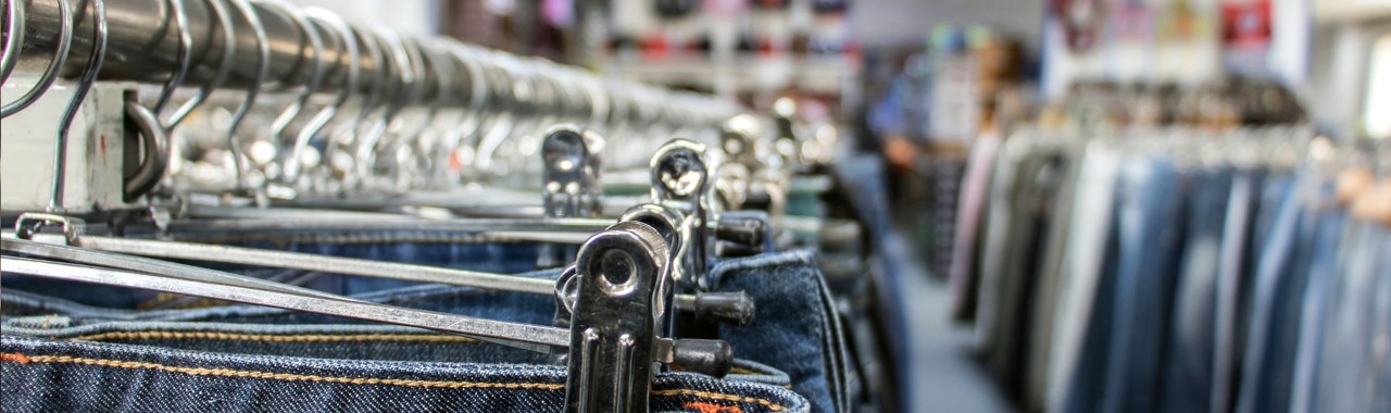 Retail jeans hanging